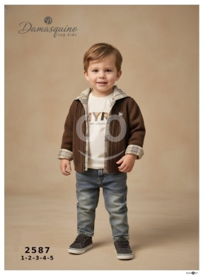 Produits pour bébés et enfants dans Tripoli - Premium 3-Piece Boys&#039; Casual Set - Earthy Brown & Denim - Sizes 1 to 5 Years - High-End Kids&#039;