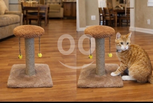 Vêtements, chaussures et accessoires dans Halate - خداشة قطط منزلية فاخرة مقاس 40&times;30 سم مع كرات لعب | Premium Handmade Cat Scratcher 40x30cm