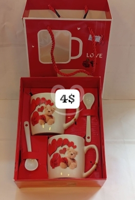 Other Goods in Bhamdoun - Romantic Teddy Bear & Hearts Mug Gift Set | 2-Piece Ceramic Cup Kit with Spoons