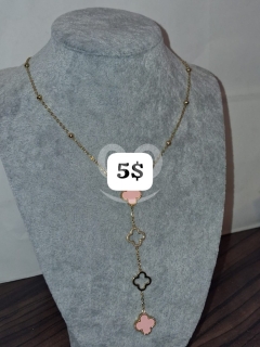 Elegant Four-Leaf Clover Long Pendant Necklace | Gold-Tone Fashion Jewelry