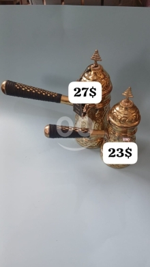 Other Goods in Bhamdoun - Traditional Ornate Brass Dallah | Handcrafted Arabic Coffee Pot with Cedar Motif