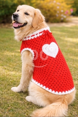 Vêtements, chaussures et accessoires dans Halate - ملابس كلاب صوف مصنوعة يدوياً بتصميم قلب مميز | High Quality Handmade Crochet Heart Dog Outfit
