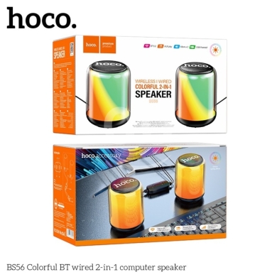 Audio & Stereo in Biakout - hoco. BS56 Colorful BT Wired 2-in-1 Computer Speaker | Dual Desktop Speakers with RGB Lighting