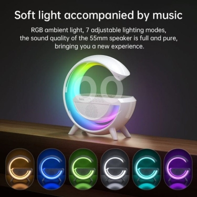 Audio & Stereo in Biakout - hoco. RGB Ambient Light Wireless Speaker | 7 Lighting Modes Smart Desktop Speaker with 55mm Driver