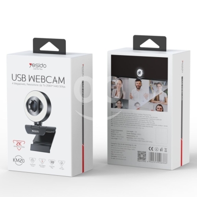 Cameras, Camcorders & Studio Equipment in Biakout - yesido KM20 2K HD USB Webcam | 4MP Auto Focus Desktop Camera with Integrated LED Fill Light