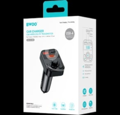 Mobile accessories in Tripoli - BWOO BO-CC101 3-Port Car Charger & FM Transmitter - PD 15W Fast Charge - 20$