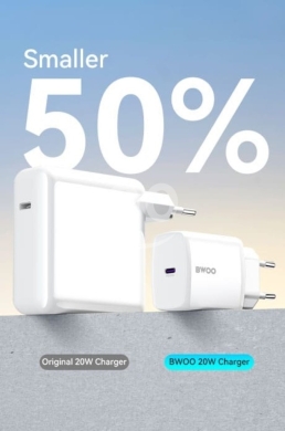 Mobile accessories in Tripoli - BWOO BO-CDA208 PD 20W Fast USB-C Charger - Optimized for iPhone & Travel - 15$