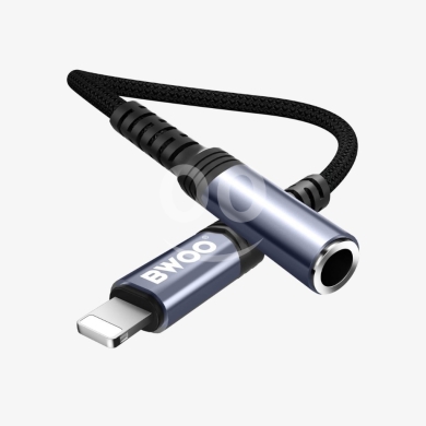Mobile accessories in Tripoli - BWOO BZ-48 Lightning to 3.5mm Audio Adapter - Hi-Fi Sound & Nylon Braided - 7$