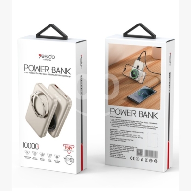 Mobile accessories dans Biakout - باور بانك يسيدو YP60 بسعة 10000 مللي أمبير - شحن لاسلكي 15 واط، PD 20 واط مع ستاند تدوير 360