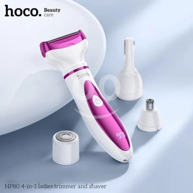 الصحة و الجمال في بياقوت - Hoco HP80 4-in-1 Ladies Trimmer Rechargeable Shaver for Body, Face,Nose & Eyebrow with LED Display