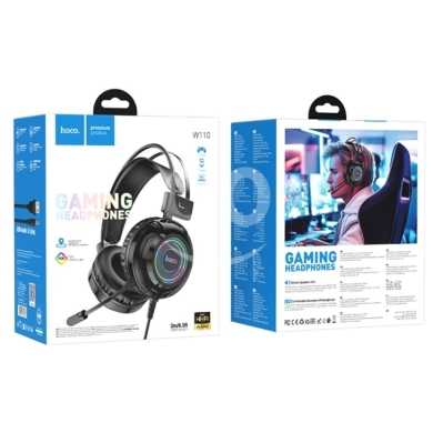 Computers Parts & Software Accessories in Biakout - Hoco W110 Resource Gaming Headset - 50mm Drivers, RGB Light, HD Mic & 3.5mm/USB Universal Plug