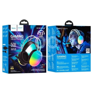 Hoco W109 Plus 7.1 Channel Gaming Headset - RGB Light, 50mm Drivers, USB-A & HD Noise… — 2