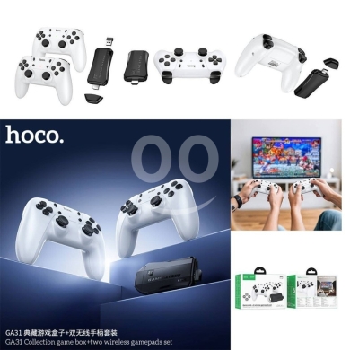 Hoco GA31 Collection Game Box & Dual Wireless Gamepads Set - 20,000 Games, HDMI Plug &… — 2