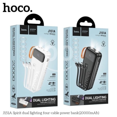 Mobile accessories dans Biakout - Hoco J151A Spirit 20000mAh Power Bank with 4 Built-in Cables, Digital Display & Dual Emergency LED