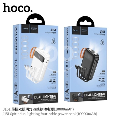 Mobile accessories dans Biakout - Hoco J151 Spirit 10000mAh Power Bank with 4 Built-in Cables, Digital Display & Dual Emergency LED