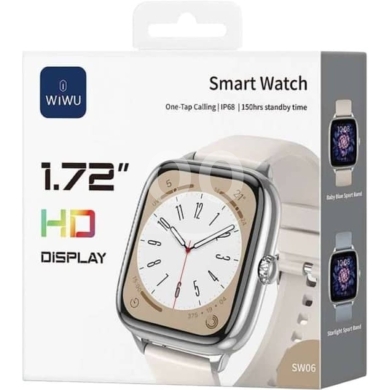 Other Mobile Phones & Accessories في بياقوت - WiWU SW06 Smart Watch with 1.72" HD Display - IP68 Waterproof Fitness Tracker with One-Tap Calling