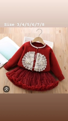 فستان بناتي شتوي خمري لامع مع حزام أنيق | Sparkling Burgundy Winter Girls Dress with Styl… — 3
