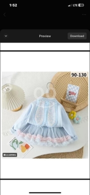 Clothes, Footwear & Accessories in Tripoli - طقم بناتي أزرق سماوي بتصميم أرنب لطيف وتنورة كشكش | Cute Blue Bunny Design Girls Outfit