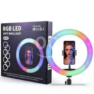 Mobile accessories in Arab el-Jal - مصباح حلقي ناعم RGB LED MJ33 مع حامل قابل للتعديل | RGB LED SOFT RING LIGHT MJ33 + STAND