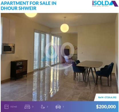 Apartments for sale in Choueir - 2 bedroom apartment+open view 4sale in Dhour El Choueir -ضهور الشويرCT24A392