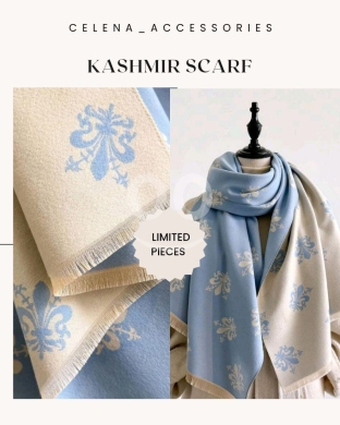 Clothes, Footwear & Accessories in Beirut City - وشاح "كشمير" راقٍ بنقوش أوراق الشجر وألوان هادئة | Elegant Kashmir Scarf Leaf Pattern Soft Tones
