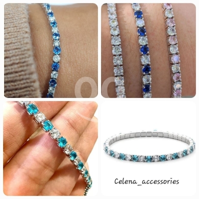 Clothes, Footwear & Accessories in Beirut City - تشكيلة أساور "تنس" فضية مرصعة بأحجار الزركون | Elegant Silver Tennis Bracelets with Colorful Zircon