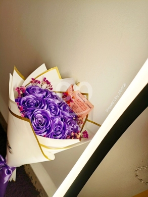 بوكيه ورد ستان بنفسجي يدوم للأبد | Purple Everlasting Satin Rose Bouquet — 3