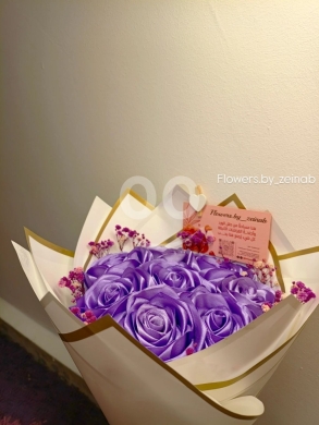 بوكيه ورد ستان بنفسجي يدوم للأبد | Purple Everlasting Satin Rose Bouquet — 4