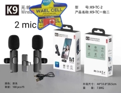 مايكروفون K9 لاسلكي مزدوج للهواتف الذكية - نظام احترافي لتقليل الضوضاء ومنفذ USB-C للشحن
