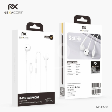 Mobile accessories dans Arabe el-Jal - سماعة أذن نيكسا كور 8-Pin موديل NC-EA60 بتصميم مريح وعزل للضوضاء | NEXACORE 8-Pin In-Ear Earphones