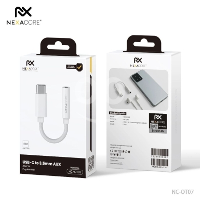 Mobile accessories in Arab el-Jal - محول نيكسا كور من USB-C إلى منفذ AUX 3.5 ملم موديل NC-OT07 لنقل الصوت النقي | NEXACORE USB-C to 3.5m