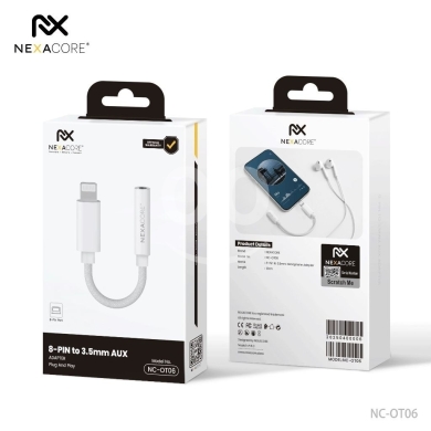 Mobile accessories in Arab el-Jal - محول نيكسا كور من 8-Pin إلى منفذ AUX 3.5 ملم موديل NC-OT06 لنقل الصوت النقي | NEXACORE 8-Pin to 3.5m