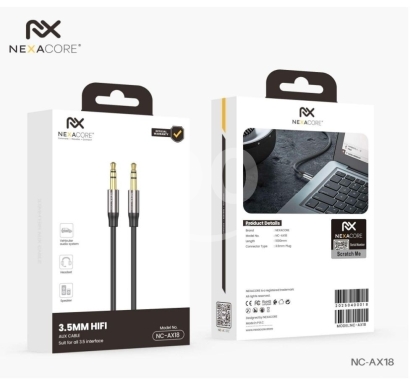 Mobile accessories in Arab el-Jal - كابل نيكسا كور AUX موديل NC-AX18 صوت نقي Hi-Fi بقطر 3.5 ملم | NEXACORE 3.5mm Hi-Fi AUX Cable