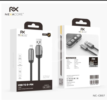 Mobile accessories dans Arabe el-Jal - كابل نيكسا كور USB إلى 8 Pin موديل NC-CB57 للشحن الموثوق ومزامنة البيانات | NEXACORE USB to 8-Pin Ca