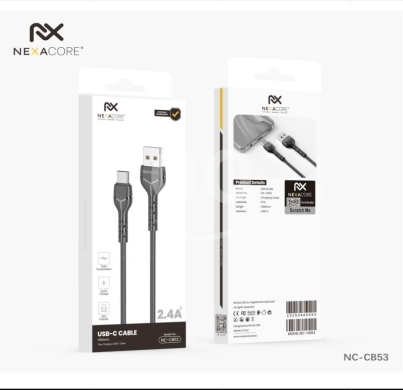 Mobile accessories in Arab el-Jal - كابل نيكسا كور USB-C بقوة 2.4 أمبير موديل NC-CB53 للشحن السريع | NEXACORE 2.4A USB-C Cable NC-CB53