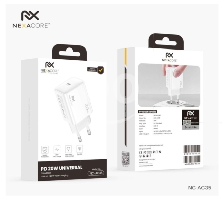 Mobile accessories in Arab el-Jal - رأس شاحن نيكسا كور بقوة 20 واط PD عالمي موديل NC-AC35 للشحن السريع | NEXACORE 20W PD Universal Charg