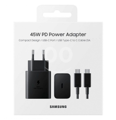 شاحن سامسونج الأصلي 45 واط مع كابل USB-C فائق السرعة | Original Samsung 45W Charger + Cable