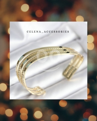 Clothes, Footwear & Accessories in Beirut City - سوار ذهبي عصري مرصع بصفوف من الزركون البراق | Trendy Gold Bangle with Sparkling Zircon Rows