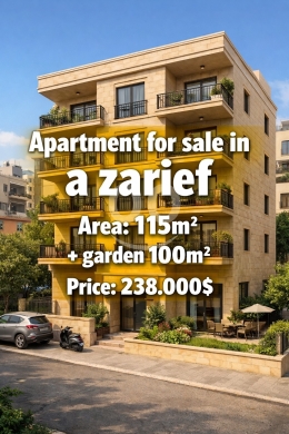 Apartments for sale in Al Zarif - شقة مميزة 115م² مع ديكورات وحديقة مرتبة 100م² على الظريف للبيع