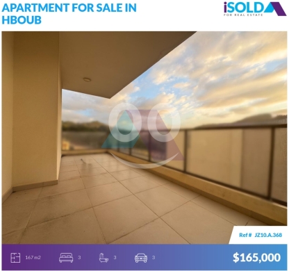 Apartments for sale in Hboub - 167m2 apartment+mountain view 4sale in Hboub-Jbeil -شقة للبيع في حبوبJZ10A368