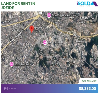 Lands for sale in Jdeideh - 1300m2 land+prime location 4rent in Jdeide-main street -أرض في الجديدةNE15L120