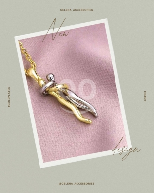 Clothes, Footwear & Accessories in Beirut City - عقد "العناق" ذهبي وفضي بتصميم عصري فريد | Trendy Gold and Silver Hug Pendant Love Necklace