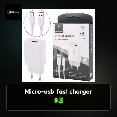 اكسسوارات الهاتف المحمول في الضاحية - شاحن ميكرو USB سريع بقدرة 12 واط، شحن آمن وذكي | Micro USB Fast Charger 12W 2.4A Smart Charging