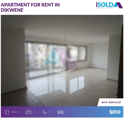 Apartments for rent in Dekouaneh - 2 bedroom apartment+open view 4rent in Dekwaneh - شقة في الدكوانةGH54A127