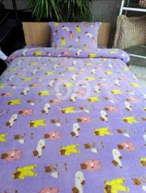 طقم ملاحف شتوي مفرد ونص ولادي ٣ قطع موهير | Kids' Winter 3-Piece Single Mohair Bedding Set — 2
