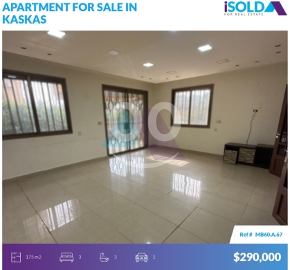 Apartments for sale in Kaskas - 175m2 apartment+Electricity 4sale in Kaskas-Beirut - شقة للبيع في قصقصMB60A67