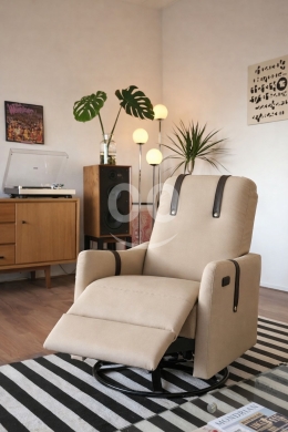 Other home furniture in Verdun - كرسي استرخاء هزاز ودوار بيج بتصميم عصري وأنيق | Modern Beige Swivel Rocker Recliner Chair
