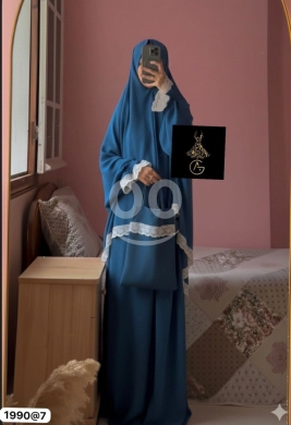 الملابس، الأحذية والزينة في Loussiya - Ramadan Collection: Yara Fabric Prayer Skirt Set with Bag | طقم صلاة "يارا" مع شنطة - مجموعة رمضان