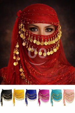 الملابس، الأحذية والزينة في Loussiya - شال نسائي مميز مع ليرات صناعة صينية نخب أول | Premium Women&#039;s Shawl with Coins Detail