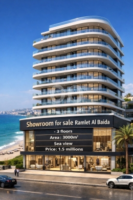 Commercials for sale in Ramlet al-Baydah - صالة عرض ٣ طوابق كاشفة البحر على الرملة البيضا للبيع